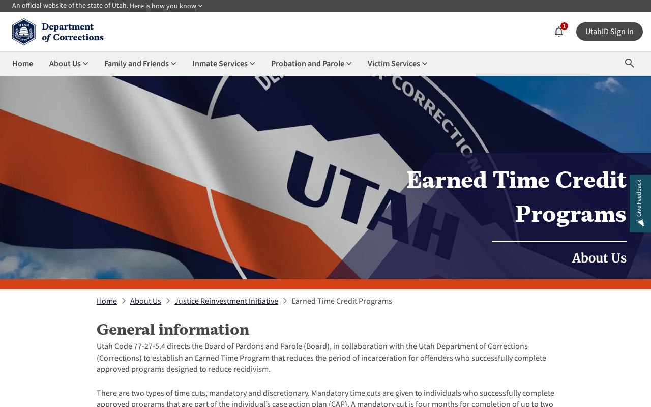 Juab County projected release date earned-time program rules