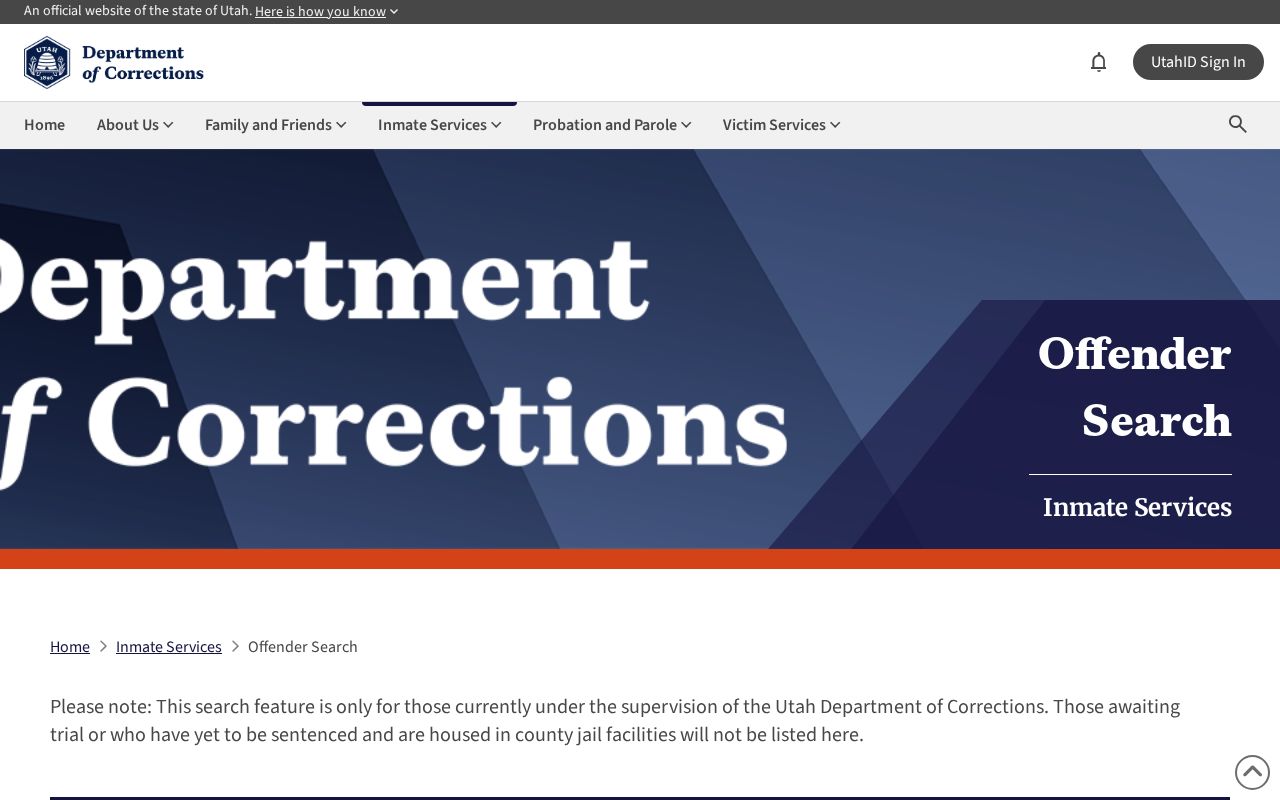 Juab County released inmate UDC current-supervision search